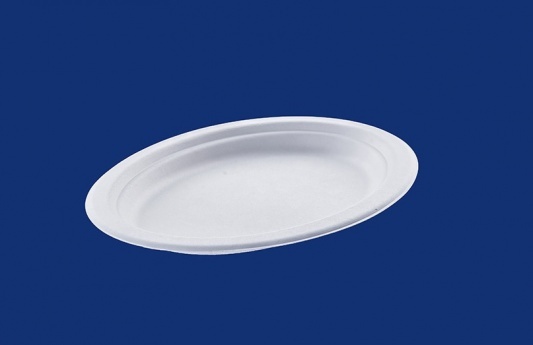 Vienkartinės cukranendrių lėkštės, baltos, ovalios, ø 26 cm, 50 vnt.