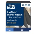 Stalo servetelės Tork Premium LinStyle, 39x39cm, antracito spalvos, 1sl.
