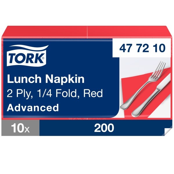 Stalo servetėlės Tork Advanced, 33x33cm, raudonos, 2sl.