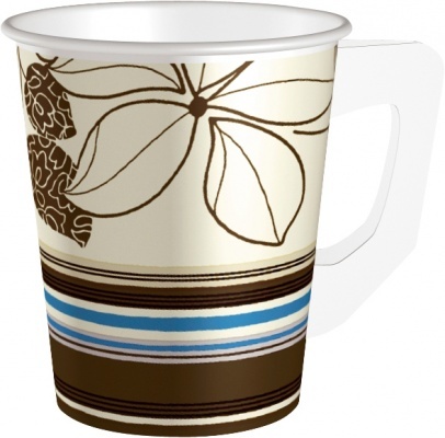 Duni Vienkartiniai puodeliai kavai, su rankena (Dangtelio kodas: 163601) 200 ml, PAP/PE, max +100°C, 80 vnt.
