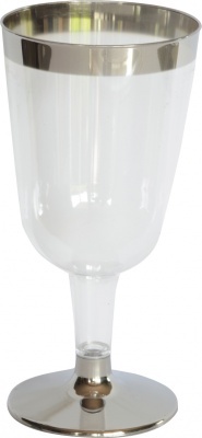 Duni Vienkartinės taurės vynui 180 (100) ml, skaidrios/sidabro spalvos, PS, max +100°C, 12 vnt.
