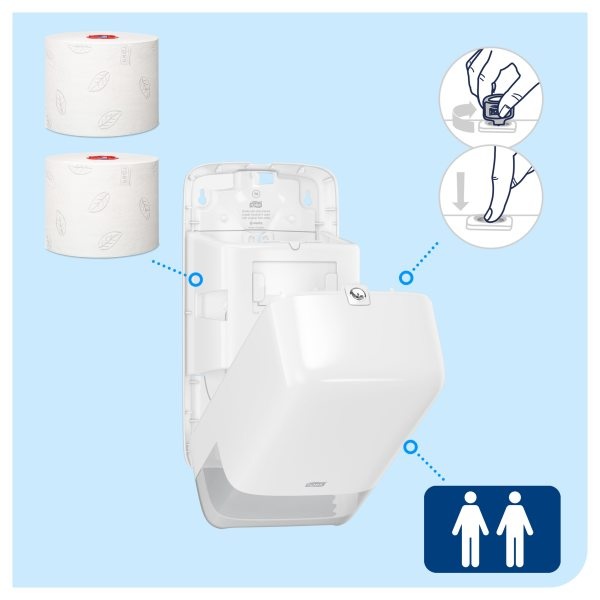 Automatiškai keičiamų tualetinio popieriaus rulonų dozatorius Tork Elevation T6, baltas