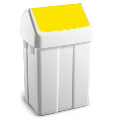 Šiukšlių dėžė su svyruojančiu geltonu dangčiu Plastic bin max, LT25