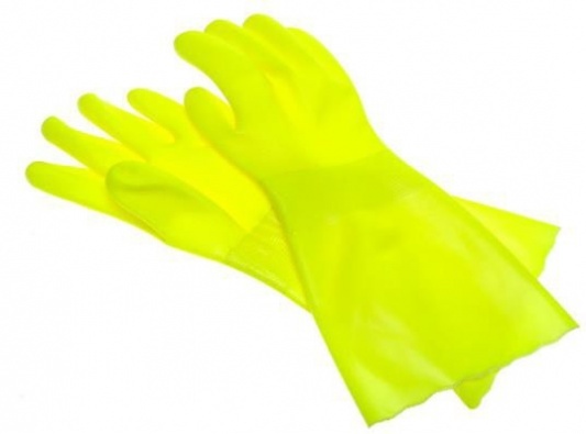 Itin tvirtos PVC pirštinės SolidSafety ChemP, geltonos, M (8) dydis, 1pora
