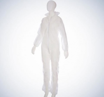 Vienkartinis apsauginis kostiumas su gobtuvu Med Comfort, PP, baltas, XXXL dydis, 1vnt