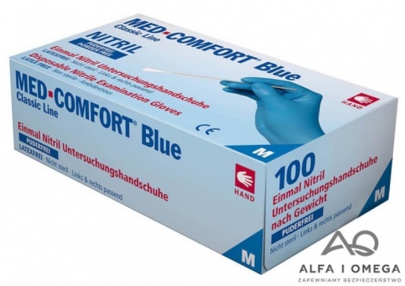 Vienkartinės nitrilo pirštinės be pudros Med Comfort, mėlynos, XXL dydis, 100vnt.
