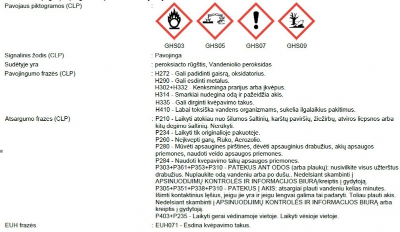 Balinimo-dezinfekavimo priemonė Peracid Asepsis, 22kg