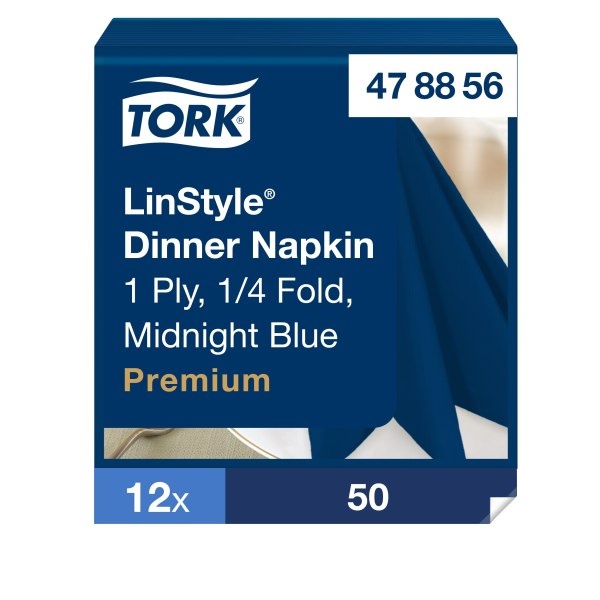 Stalo servetelės Tork Premium LinStyle, 39x39cm, tamsiai mėlynos, 1sl.