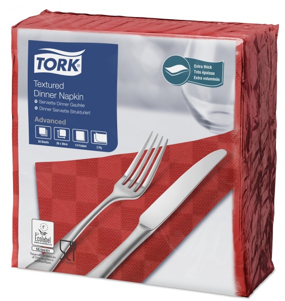 Stalo servetelės Tork Premium NexxStyle, 38x39cm, raudonos, 2sl.