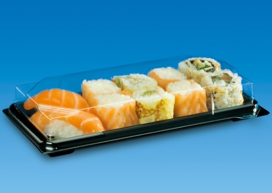 Vienkartiniai indeliai desertams/sushi su dangteliais 19,4x13,8 cm, 25vnt