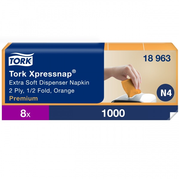 Stalo servetėlės dozatoriams Tork Premium Extra Soft Xpressnap N4, 21,3x16,5 cm, oranžinės, 2sl.