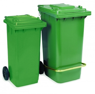 Plastikinis konteineris, su pedalu ir ratukais, žalias, 120l