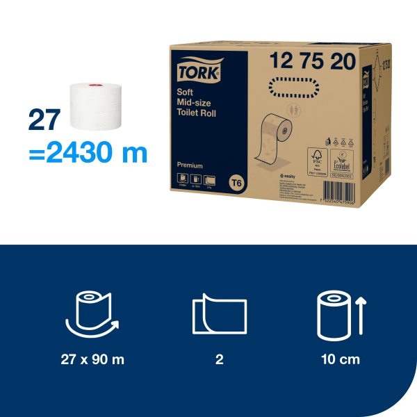 Tualetinis popierius kompaktiškais rulonais Tork Premium T6, 2sl.