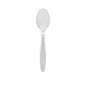 Daugkartinio naudojimo plastiko šaukštai, PS, skaidrūs, 18 cm, 50 vnt.