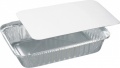 Duni Vienkartinės lėkštės, 870 ml, su pop. dangčiu, AL pilk./baltos sp, 21,2x14,7x4 cm, max +250°C/PAP/PP max +70°C, 50 vnt.