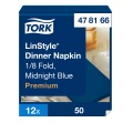 Stalo servetelės Tork Premium LinStyle, 39x39cm, sulankstymas 1/8, tamsiai mėlynos spalvos, 1sl.