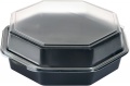 Duni Vienkartinė dėžutės su dangteliu, PS, juodos su skaidriu dangteliu, 23x23x8 cm, 1300 ml, max +70°C, 180 vnt.