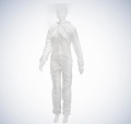 Vienkartinis apsauginis kostiumas be gobtuvo Med Comfort, PP, baltas, M dydis, 1vnt