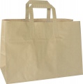 Vienkartiniai maišeliai su rankena 32x21x27cm, popieriniai, rudos sp.,  max +100°C, 250vnt.