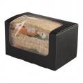 Vienkartinė dėžutė maistui su skaidriu langeliu, POP/PLA, juodos sp., 12,5x7,7x7,2 cm, perdirbma, 500 vnt.