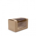 Vienkartinės kartono dėžutės maistui su skaidriu langeliu, ELEGANCE, POP/PLA, natūralios sp., 12,5x7,7x7,2 cm, perdirbamos, 500 vnt.