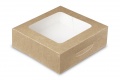 Vienkartinės dėžutės su skaidriu langeliu, pop. natūralios sp.,16x16x5 cm, 50 vnt.