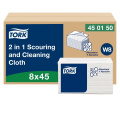 Neaustinės medž. šluostės lapeliais Tork 2 in 1 Scouring Cleaning Cloth W8, 1sl., 45vnt.