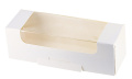 Vienkartinės dėžutės eklerams, kepiniams, užkandžiams 17x6x6, pop., OPP, baltos sp., 50 vnt.