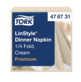 Stalo servetelės Tork Premium LinStyle, 39x39cm, kreminės spalvos, sulankstymas 1/4, 1sl.
