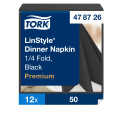 Stalo servetelės Tork Premium LinStyle, 39x39cm, juodos, 1sl.