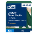 Stalo servetelės Tork Premium LinStyle, 39x39cm, žalios, 1sl.