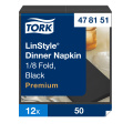 Stalo servetelės Tork Premium LinStyle, 39x39cm, sulankstymas 1/8, juodos, spalvos, 1sl.