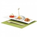 Vienkartinės ekologiškos cukranendrių lėkštės, baltos, stačiakampės, trijų skyrių, 11x26x3 cm, 50vnt