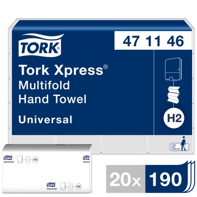 Rankšluosčiai servetėlėmis Tork Xpress Multifold Universal H2, balti, 2sl.