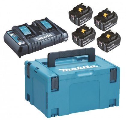 Makita akumuliatorių komplektas LXT, 18V, 5,0 Ah, 4XBL1850B, DC18RD, MAKPAC