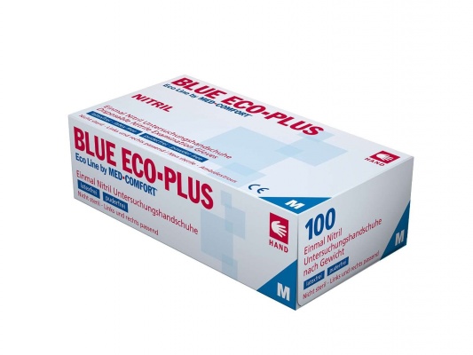 Vienkartinės nitrilo pirštinės be pudros Eco Plus, mėlynos, S dydis, 100vnt.