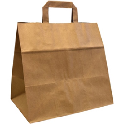 Vienkartiniai maišeliai su rankena 26x17x25cm, popieriniai, rudos sp.,  max +100°C, 250vnt.