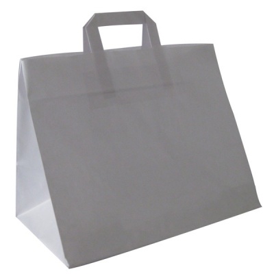 Vienkartiniai maišeliai su rankena 32x17x27cm, popieriniai, baltos sp., max +100°C, 250vnt.