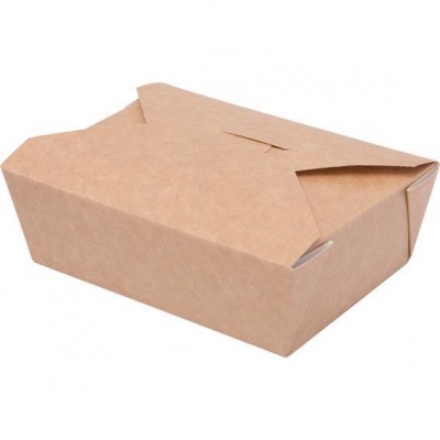 Vienkartinės kartono dėžutės - vokeliai maistui; 750ml; (50vnt.) 140x100x50mm; kraft