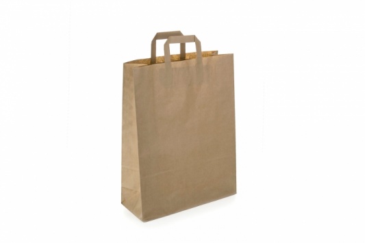 Vienkartiniai maišeliai su rankena, 32x21x27 cm, popieriniai, rudos sp., max +100°C, 250vnt.