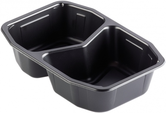 Duni Vienkartiniai indeliai užlydymo aparatui, dviejų sk.,540/400ml, PP,juodi, 21,5x14,8x5 cm,-20°C/120°C(1h),+100°C(2h),+70°C(2h),+40°C (10d.), mikrobangų.kr. 312 vnt.