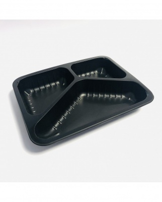 Vienkartiniai indeliai užlydymo aparatui, 3 sk., 400/250/180ml,(P9400PPC), PP, juodos sp., 22,7x17,8x3,3cm, 80vnt.
