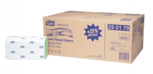 Rankšluosčiai servetėlėmis Tork Advanced Zigzag, žali, 2sl.
