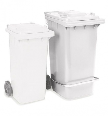 Plastikinis konteineris, su ratukais, baltas, 240l